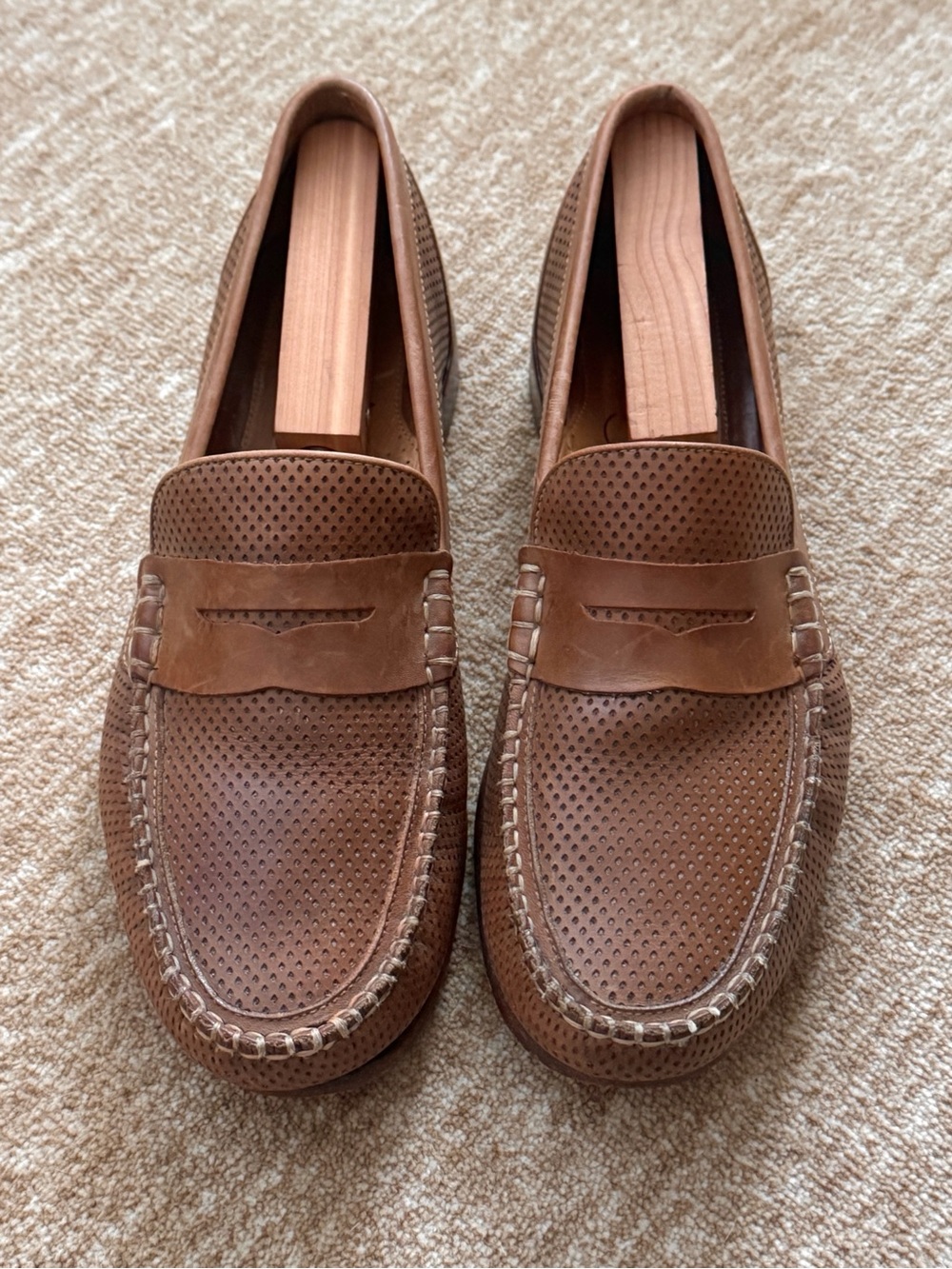 Martin Dingman Perforated Leather Penny Loafers - Picture 3 of 11